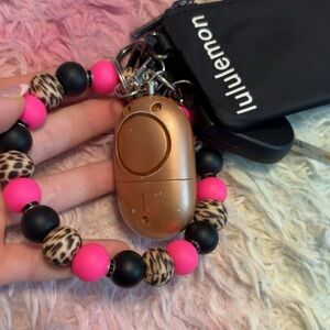 Homemade Personal Keychain with Pink and Black Beaded Keychain